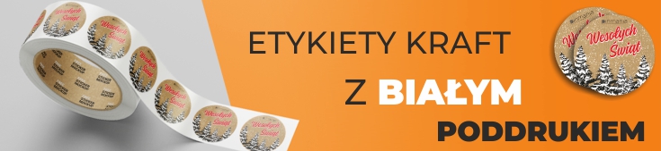 Naklejki KRAFT z białym poddrukiem